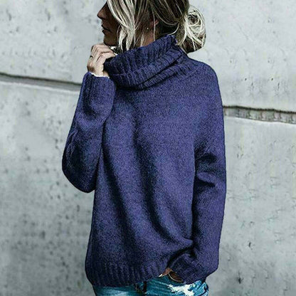 Damen Rollkragenpullover oversized hüftlang mit langen Ärmeln