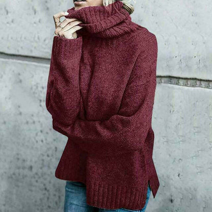 Damen Rollkragenpullover oversized hüftlang mit langen Ärmeln