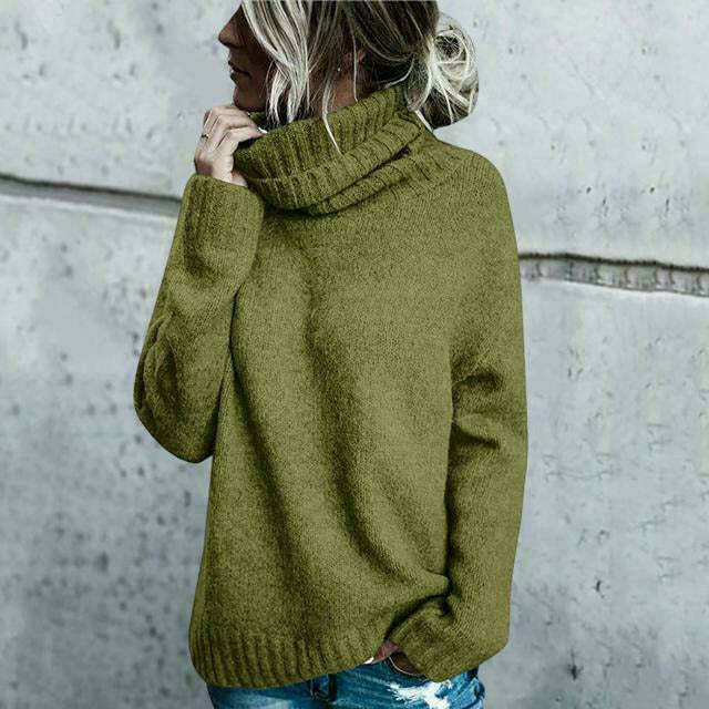 Damen Rollkragenpullover oversized hüftlang mit langen Ärmeln