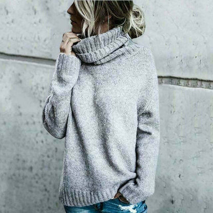 Damen Rollkragenpullover oversized hüftlang mit langen Ärmeln