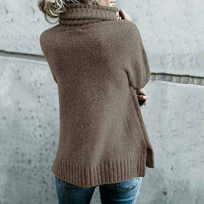 Damen Rollkragenpullover oversized hüftlang mit langen Ärmeln