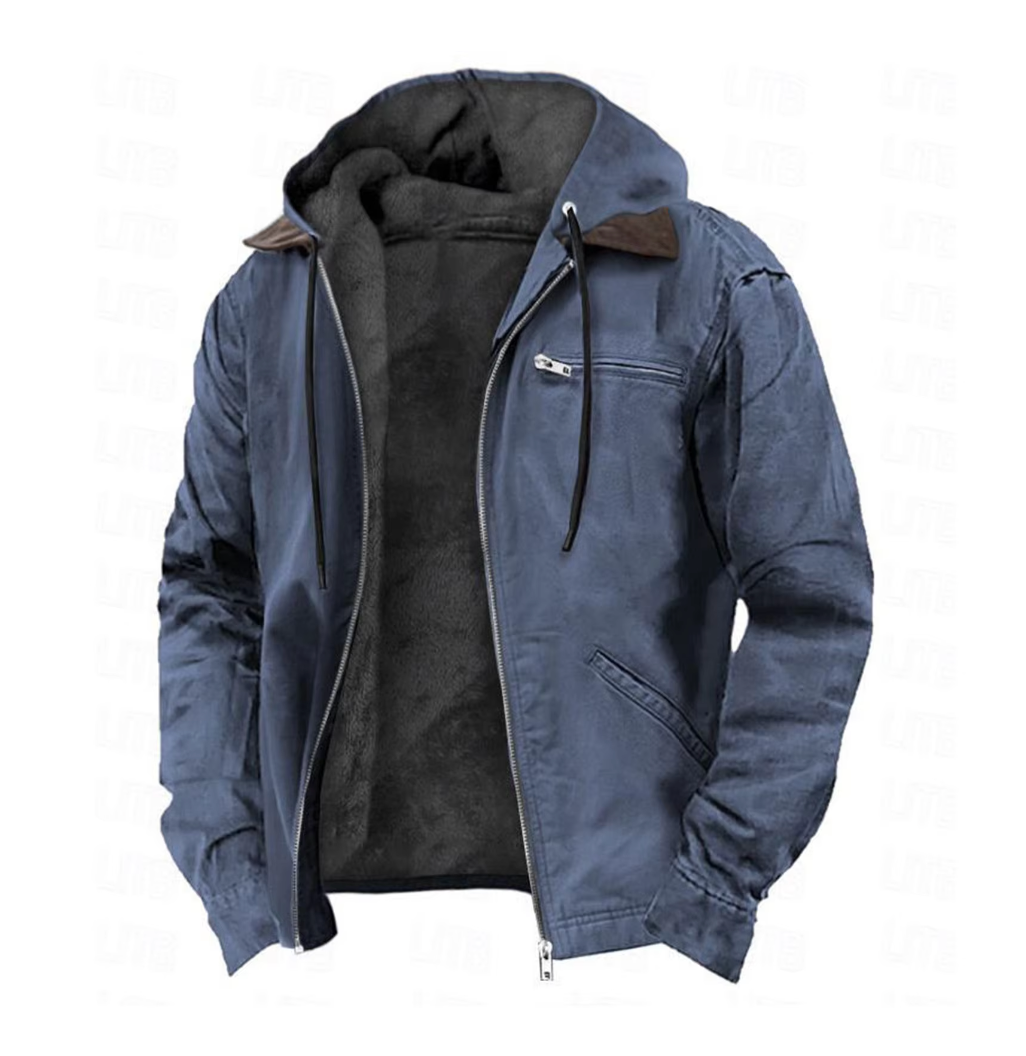 Klassische Vintage-Jacke mit Knöpfen, Langarm, Robustes Material, Hoher Kragen, Mehrere Taschen -Ideal für Herren