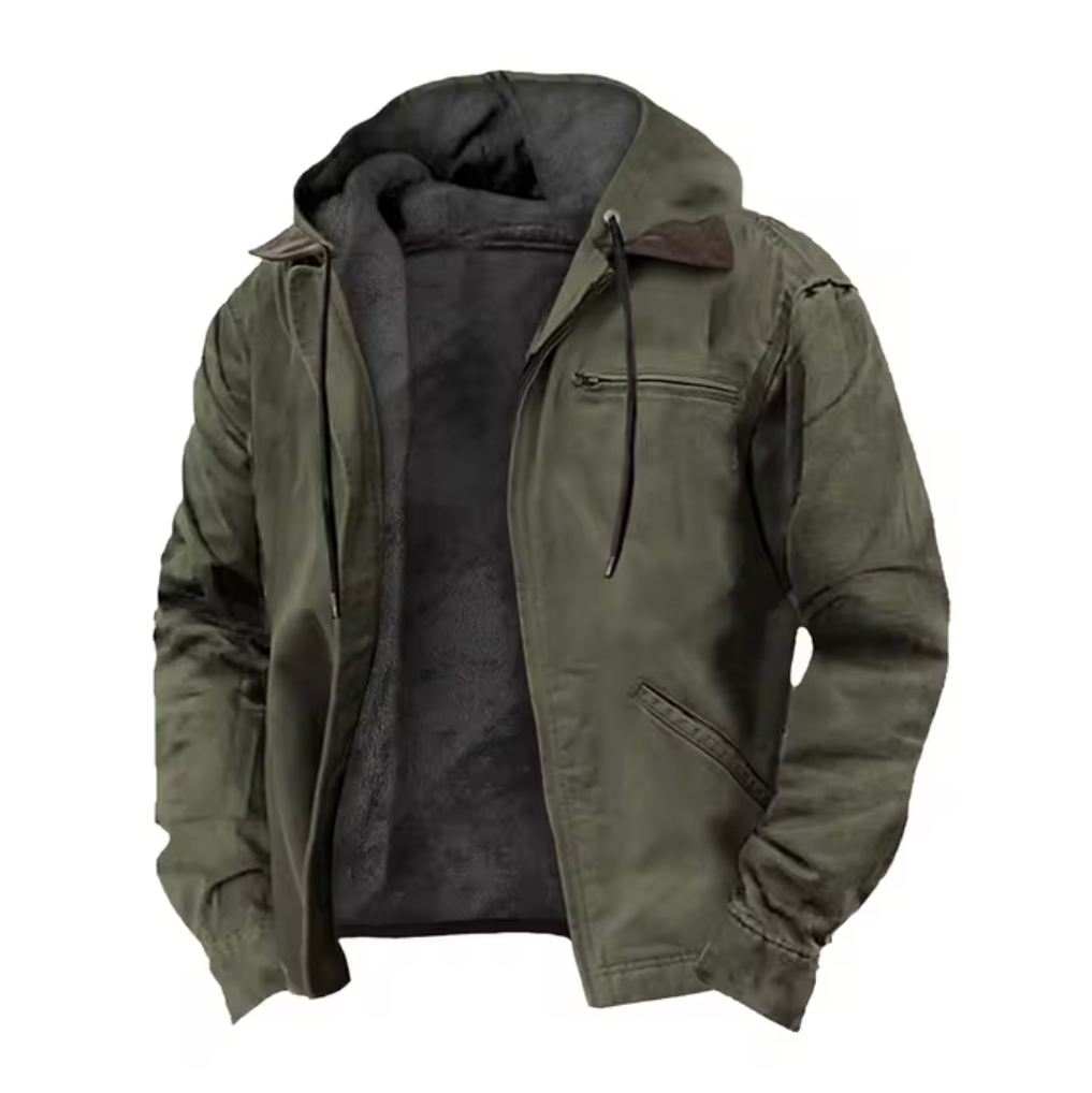 Klassische Vintage-Jacke mit Knöpfen, Langarm, Robustes Material, Hoher Kragen, Mehrere Taschen -Ideal für Herren