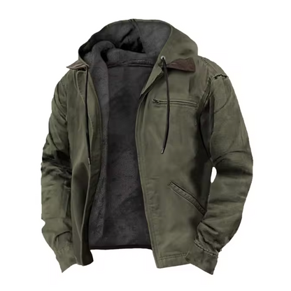 Klassische Vintage-Jacke mit Knöpfen, Langarm, Robustes Material, Hoher Kragen, Mehrere Taschen -Ideal für Herren