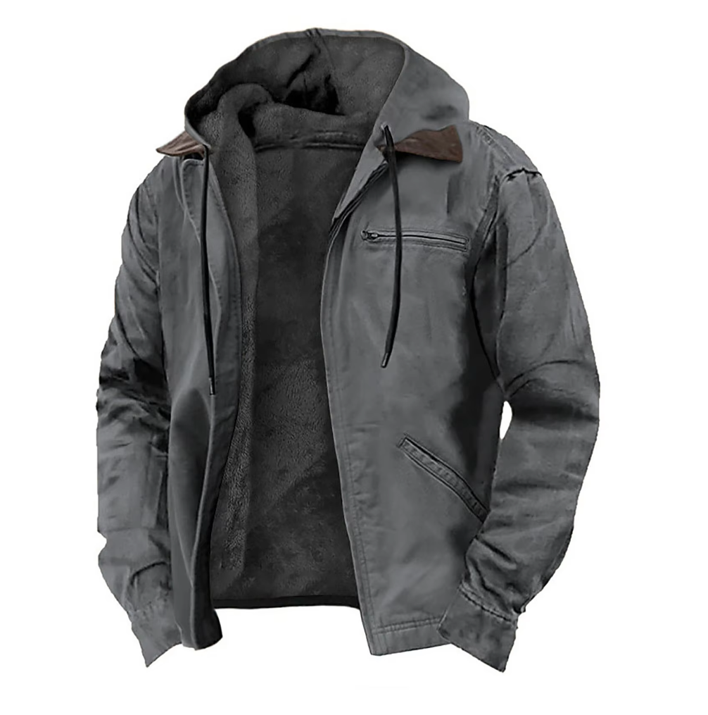 Klassische Vintage-Jacke mit Knöpfen, Langarm, Robustes Material, Hoher Kragen, Mehrere Taschen -Ideal für Herren