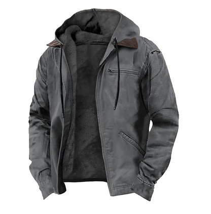 Klassische Vintage-Jacke mit Knöpfen, Langarm, Robustes Material, Hoher Kragen, Mehrere Taschen -Ideal für Herren