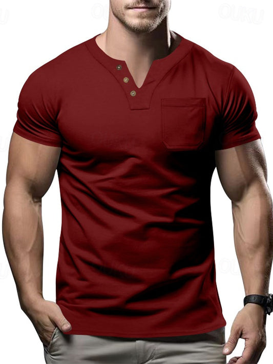 Herren V-Ausschnitt Pocket T-Shirt Kurzarm - Ideal für den Sommer