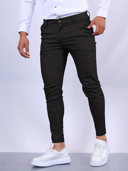 Herren-Chinohose im Skinny Fit mit schmal zulaufendem Bein und Reißverschluss