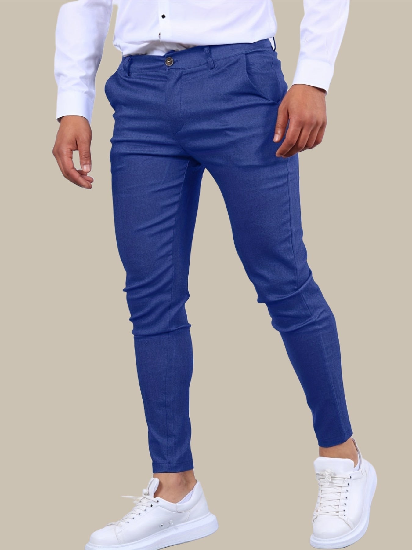 Herren-Chinohose im Skinny Fit mit schmal zulaufendem Bein und Reißverschluss