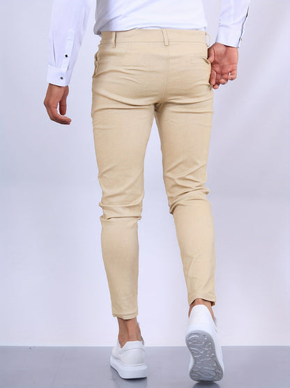Herren-Chinohose im Skinny Fit mit schmal zulaufendem Bein und Reißverschluss