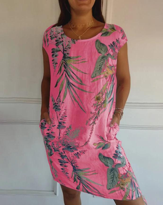 Leichtes Baumwoll-Leinen-Kleid mit V-Ausschnitt und Taschen | Ideal für den Sommer