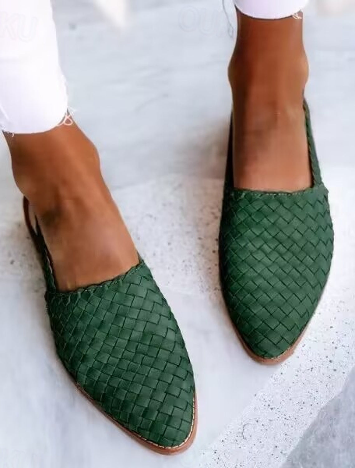 Schwarze Damen Woven Flachmules mit Verstellbarem Slingback-Riemen – Ideal für den Sommer