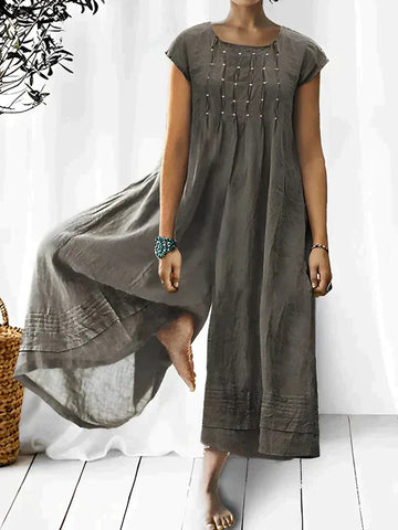 Vintage-inspirierter Sommer-Overalls mit lockerer Passform und leichter Stretch-Qualität - Ideal für Sommer