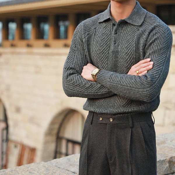 Strickpullover mit Button-Down-Kragen für Herren | Perfekt für den Winter