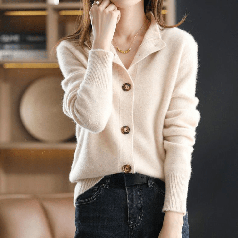 Damen Kaschmir Strickcardigan Lockere Passform Leichtes Layering