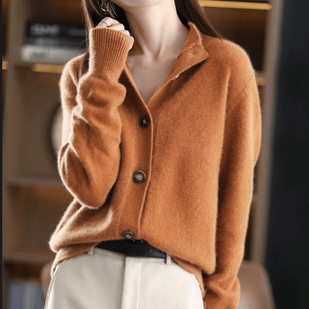 Damen Kaschmir Strickcardigan Lockere Passform Leichtes Layering