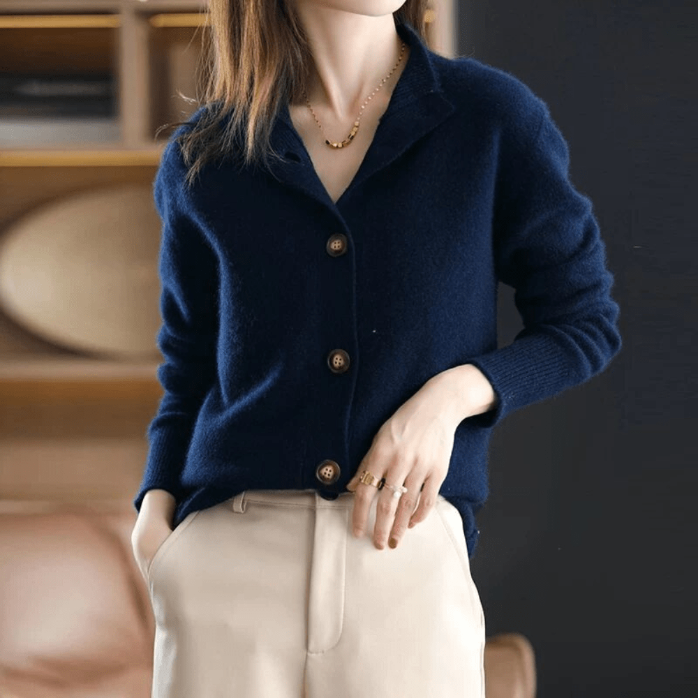 Damen Kaschmir Strickcardigan Lockere Passform Leichtes Layering