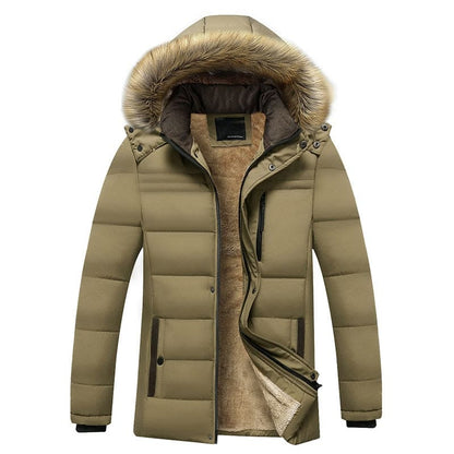 Herren Warme Fleecegefütterte Wasserdichte Parka Jacke mit Kapuze & Fellkragen – Ideal für den Winter