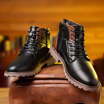 Robuste Lederschuhe für Stadt und Natur mit wasserdichter Membran, rutschfester Sohle und dämpfendem Innenfutter - ideal  für  Frühling, Herbst, Winter