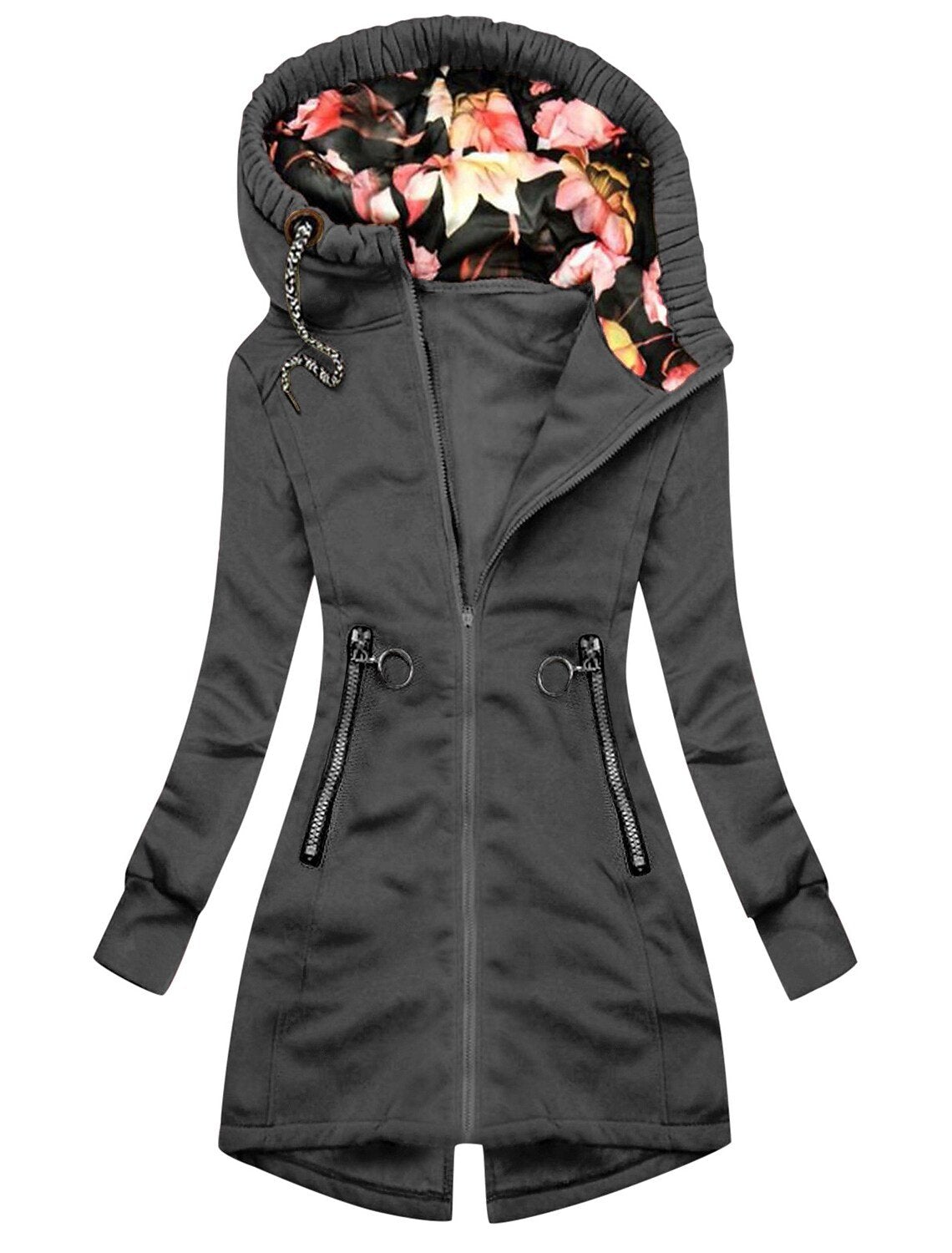 Damen Regenjacke mit Kapuze und Blumenmuster für Outdoor-Aktivitäten