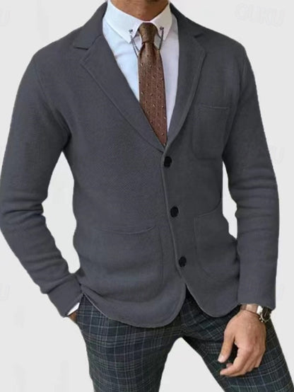 Leichte Herren Blazer Jacke – Einreihig, Langarm, Weiches Polyester, Taschen-Design – Ideal für Herbst & Winter