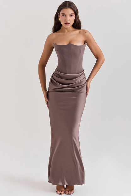 Damen Maxikleid mit Korsettoberteil für den Frühling Taillenbetonte Passform und formelles Design