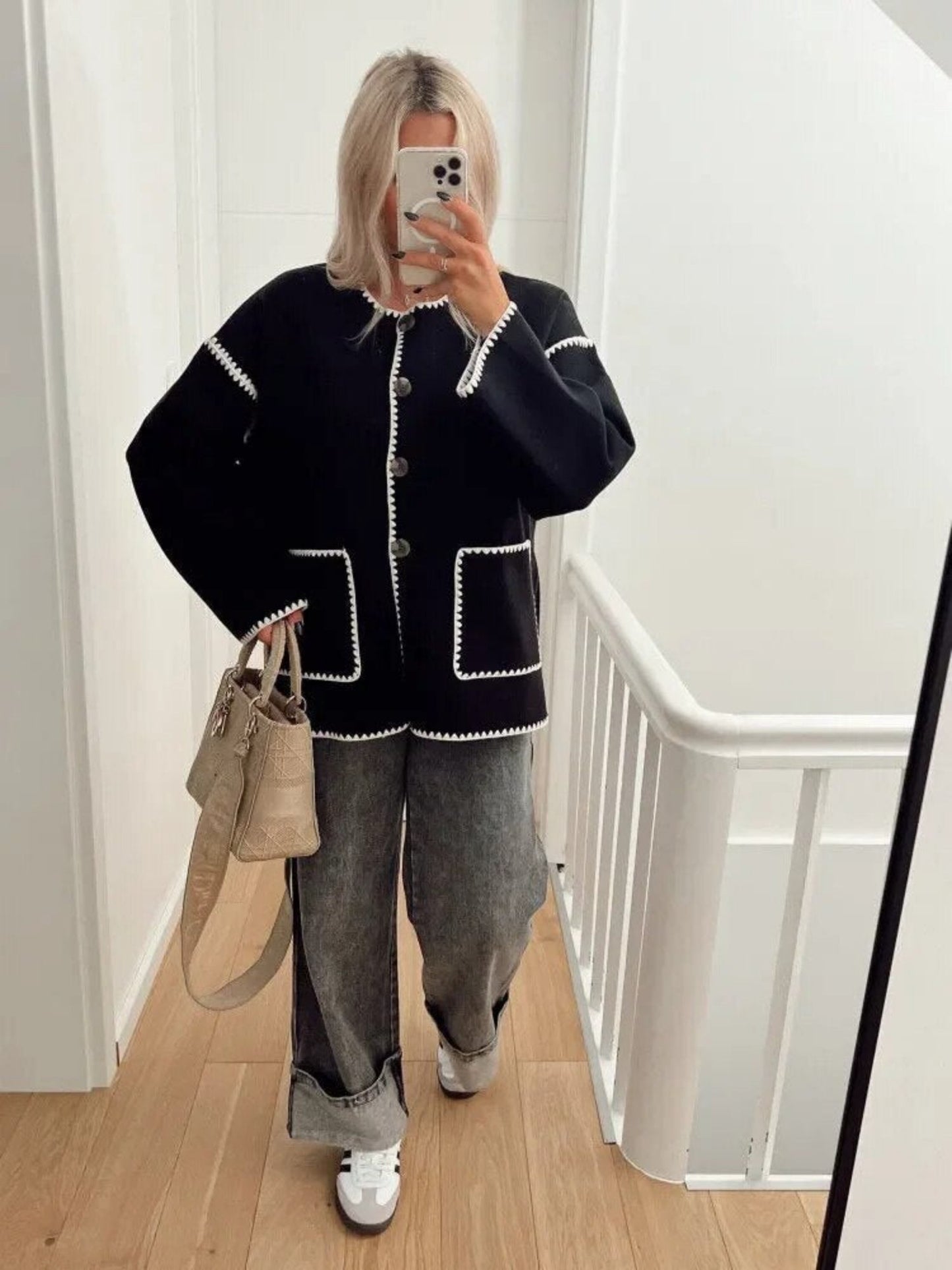 Strick-Cardigan mit langen Ärmeln – Ideal für den Herbst