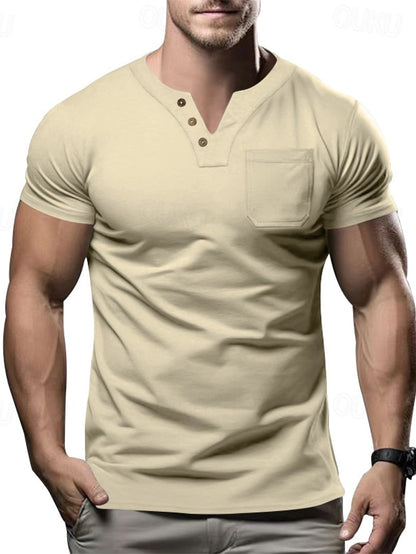 Herren V-Ausschnitt Pocket T-Shirt Kurzarm - Ideal für den Sommer