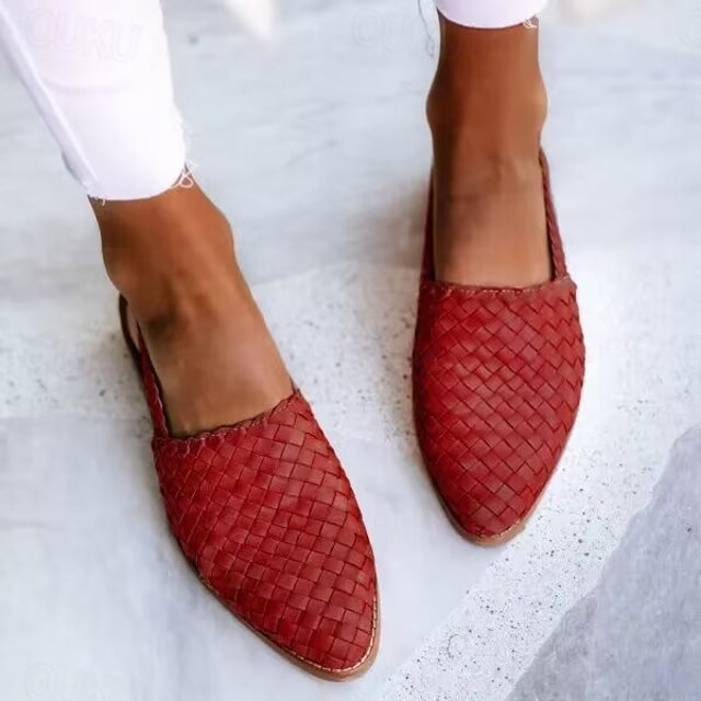 Schwarze Damen Woven Flachmules mit Verstellbarem Slingback-Riemen – Ideal für den Sommer