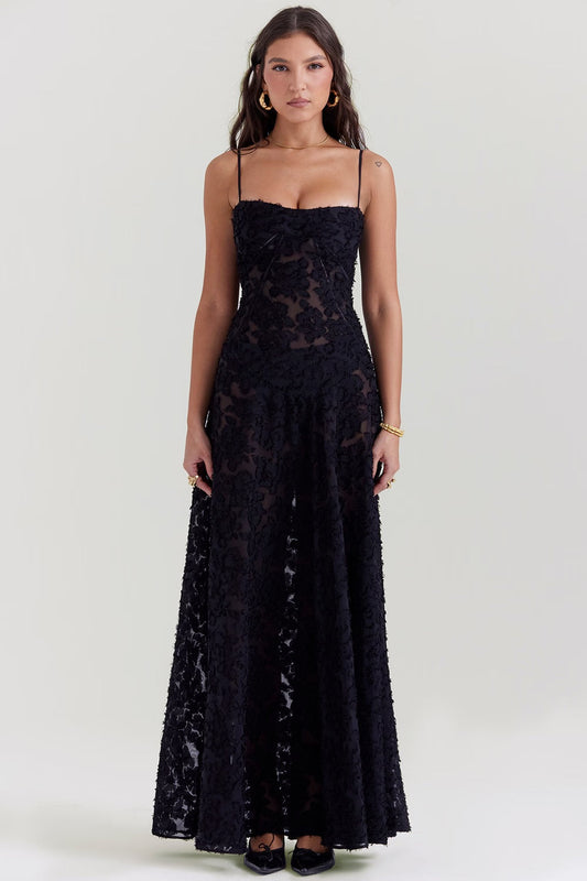 Spitzen-Maxikleid mit Schimmerndem Stoff | Ideal für Frühling und Sommer